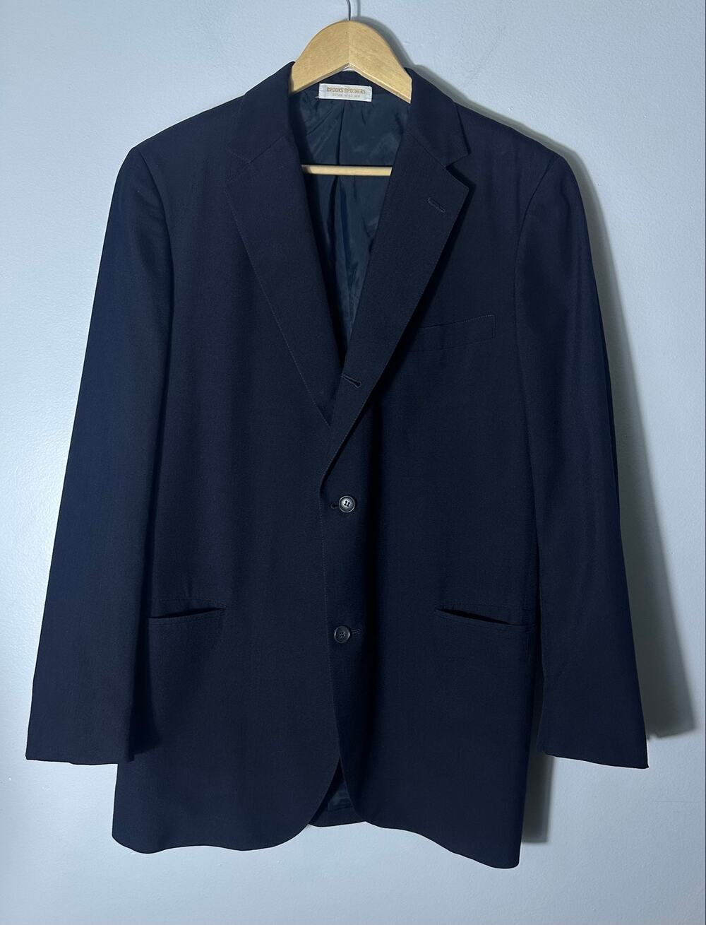 Brooks Brothers Vintage Navy Blazer Sport Coat 3-Button 42L Wash & Wear 70s 80s